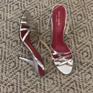 Kate Spade Strappy Silver Sandals Sz 7